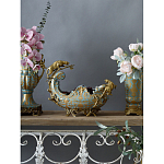 Чаша голубого цвета с оранментом и и бронзовыми фигурами леопардов Eden Garden варинант исполнения - 5 | Loft Concept в Костроме