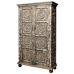 Индийский шкаф с орнаментом резьба из дерева Indian Antique Furniture  варинант исполнения - 6 | Loft Concept в Костроме