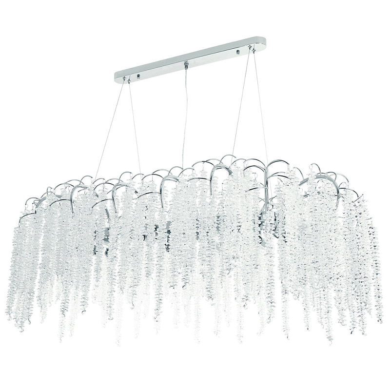 Линейная люстра с хрустальными подвесками Bunch of Crystal Berries Linear Chandelier 16 Серебряный Прозрачный Линейная люстра с хрустальными подвесками Bunch of Crystal Berries Linear Chandelier 16 Серебряный Прозрачный в Костроме | Loft Concept