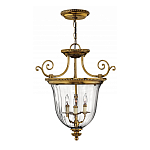 Люстра подвесная цвета латунь с прозрачным стеклянным плафоном и тремя лампами в классическом стиле на цепи Hinkley варинант исполнения - 2 | Loft Concept в Костроме