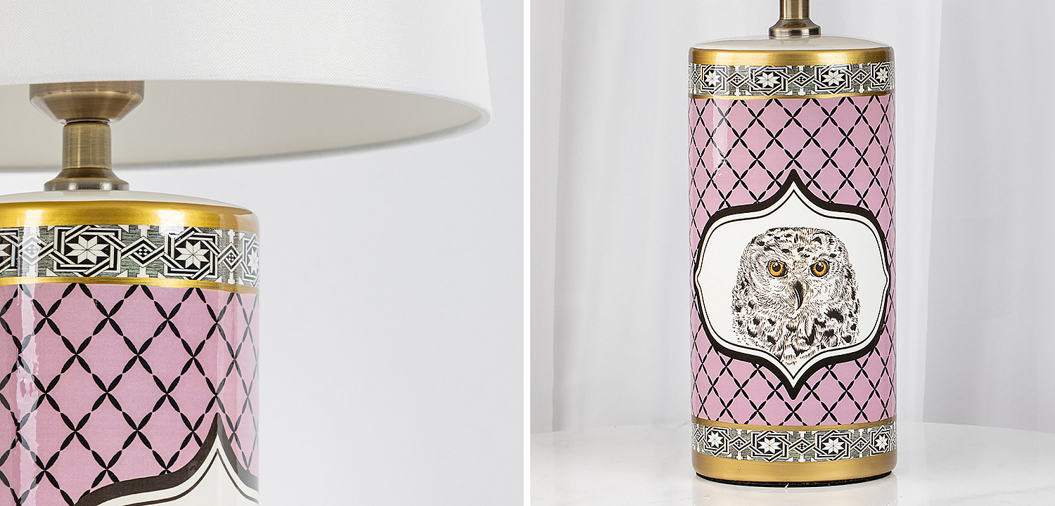 Настольная лампа Owl Collection Pink Lampshade Настольная лампа Owl Collection Pink Lampshade - Loft-Concept в Костроме