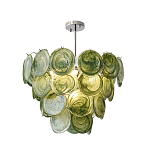 Люстра из зеленых стеклянных дисков с перламутровым эффектом Green Glowing Glaze варинант исполнения - 8 | Loft Concept в Костроме