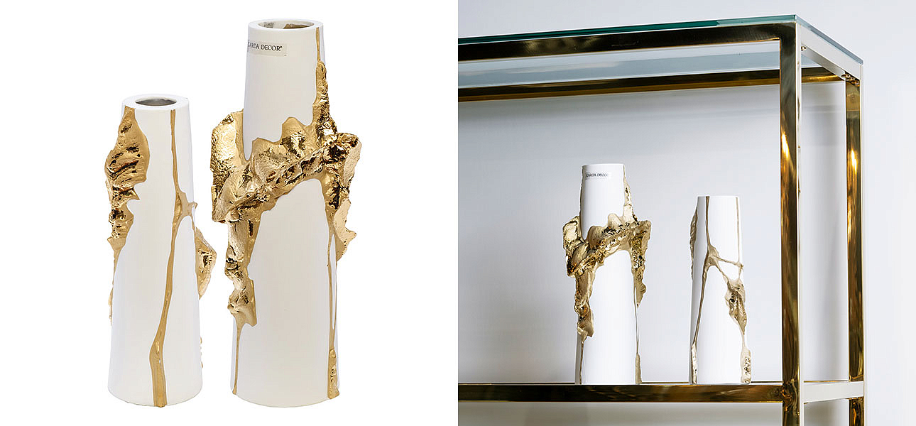 Ваза Rhea white with gold 30 Ваза Rhea white with gold 30 - Loft-Concept в Костроме