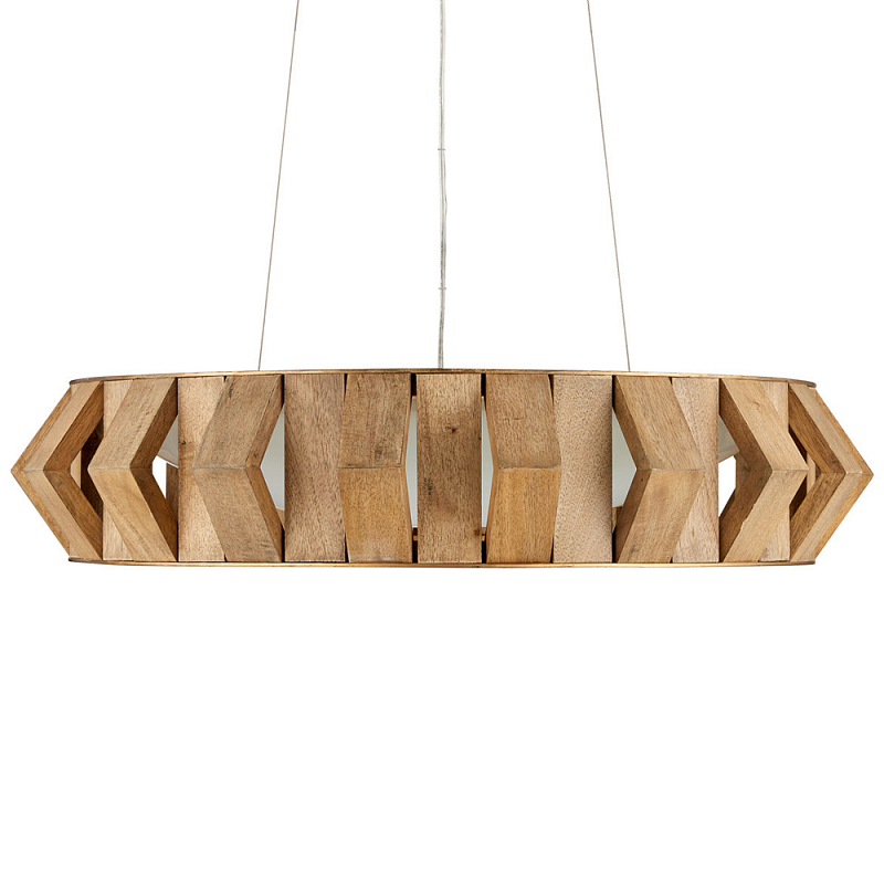 Люстра круглая из толстых деревянных реек Wooden Slats Коричневый Люстра круглая из толстых деревянных реек Wooden Slats Коричневый в Костроме | Loft Concept