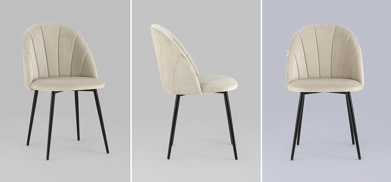 Стул Balsari S Chair Молочный Велюр Черные ножки Стул Balsari S Chair Молочный Велюр Черные ножки - Loft-Concept в Костроме