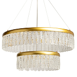 Люстра двухъярусная с золотого цвета и прозрачными подвесками Pettico варинант исполнения - 1 | Loft Concept в Костроме