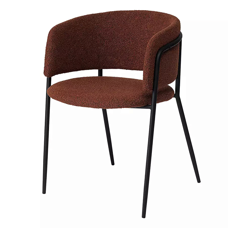 Стул полукруглый мягкий с буклированной обивкой Chair with Boucle Upholstery Черный Терракотовый Стул полукруглый мягкий с буклированной обивкой Chair with Boucle Upholstery Черный Терракотовый в Костроме | Loft Concept