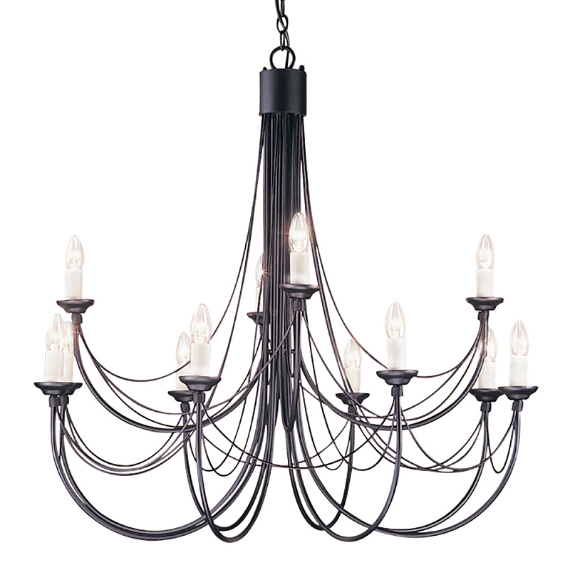 Люстра черного цвета ручной работы с канделябрами и переплетенной проволочной драпировкой Elstead Lighting Черный Белый в Костроме | Loft Concept 