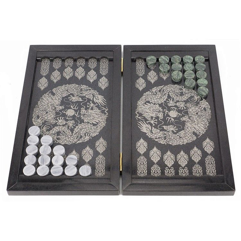 Подарочные нарды из натурального камня с гравировкой Backgammon from Stone Серый Подарочные нарды из натурального камня с гравировкой Backgammon from Stone Серый в Костроме | Loft Concept