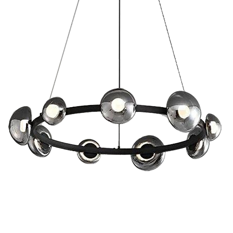 Люстра подвесная светодиодная в форме кольца Gray Ring Chandelier Серый Хром Люстра подвесная светодиодная в форме кольца Gray Ring Chandelier Серый Хром в Костроме | Loft Concept