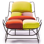 Дизайнерское разноцветное кресло на металлическом каркасе с подставкой для ног Poltronova Plasma Armchair варинант исполнения - 3 | Loft Concept в Костроме