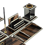 Настольный письменный набор с часами из природного камня обсидиана Team leader варинант исполнения - 4 | Loft Concept в Костроме