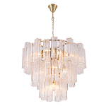 Люстра круглая многоярусная с прозрачными подвесками из стекла Hexagon Tube Light варинант исполнения - 3 | Loft Concept в Костроме