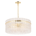 Люстра подвесная круглая с прозрачными рельефными стеклянными вставками и золотым основанием Textured Glass Chandelier варинант исполнения - 2 | Loft Concept в Костроме
