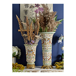 Ваза высокая из фарфора на бронзовом основании Turquoise Blooming Garden варинант исполнения - 9 | Loft Concept в Костроме