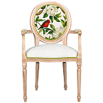 Стул с подлокотниками золотистый из бука с изображением птиц и цветов Blooming Red Birds варинант исполнения - 1 | Loft Concept в Костроме