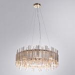 Люстра подвесная круглая с прозрачными хрустальными трубками и золотистым каркасом Диаметр 60 см Hexagon Tube Light варинант исполнения - 2 | Loft Concept в Костроме