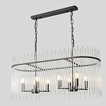 Люстра подвесная овальная со стеклянными прозрачными трубками и металлическим каркасом черного цвета Nembus варинант исполнения - 3 | Loft Concept в Костроме