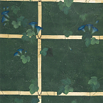 Обои ручная роспись Morning Glory Original colourway on Edo Green painted Xuan paper варинант исполнения - 1 | Loft Concept в Костроме