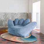 Дизайнерское плюшевое кресло в форме руки голубое Poltronova Joe Plush Baby Blue Armchair варинант исполнения - 3 | Loft Concept в Костроме