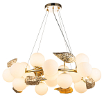 Люстра круглая на золотистом каркасе с белыми стеклянными плафонами Zest of Light варинант исполнения - 1 | Loft Concept в Костроме