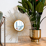 Зеркало-солнце круглое в раме из металла с золотыми с лучами Rays of Peace варинант исполнения - 3 | Loft Concept в Костроме