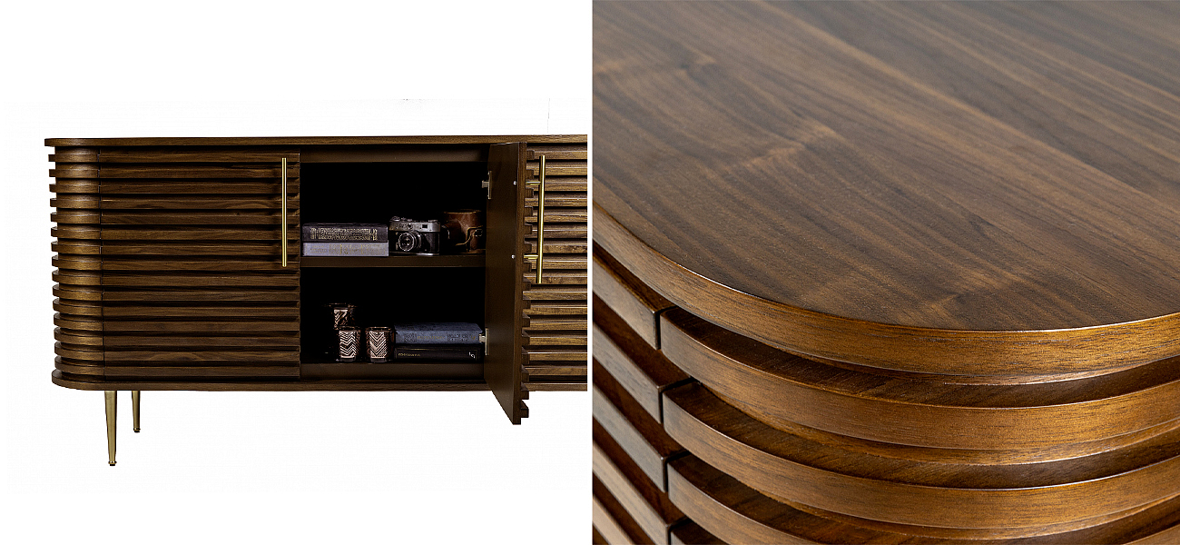 Комод Wooden Rails Шпон Орех Комод Wooden Rails Шпон Орех - Loft-Concept в Костроме