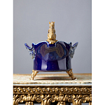 Чаша темно-синего цвета из фарфора с бронзовыми фигурками белок Eden Garden porcelain and bronze варинант исполнения - 3 | Loft Concept в Костроме