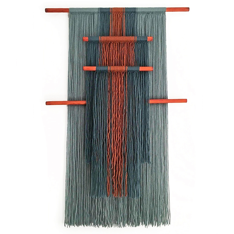 Декор на стену Макраме из нитей Japan Wall Panel Orange Серо-голубой Оранжевый в Костроме | Loft Concept 