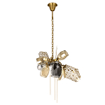 Люстра подвесная со стеклянными плафонами из дымчатого и золотистого с тремя вертикальными подвесками Gilded Mirage  варинант исполнения - 2 | Loft Concept в Костроме