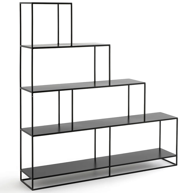 Ступенчатый стеллаж Menzie Steps Metal Rack Black Черный Ступенчатый стеллаж Menzie Steps Metal Rack Black Черный в Костроме | Loft Concept