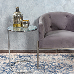 Приставной столик на серебристом основании с столешницей из стекла Noir варинант исполнения - 4 | Loft Concept в Костроме