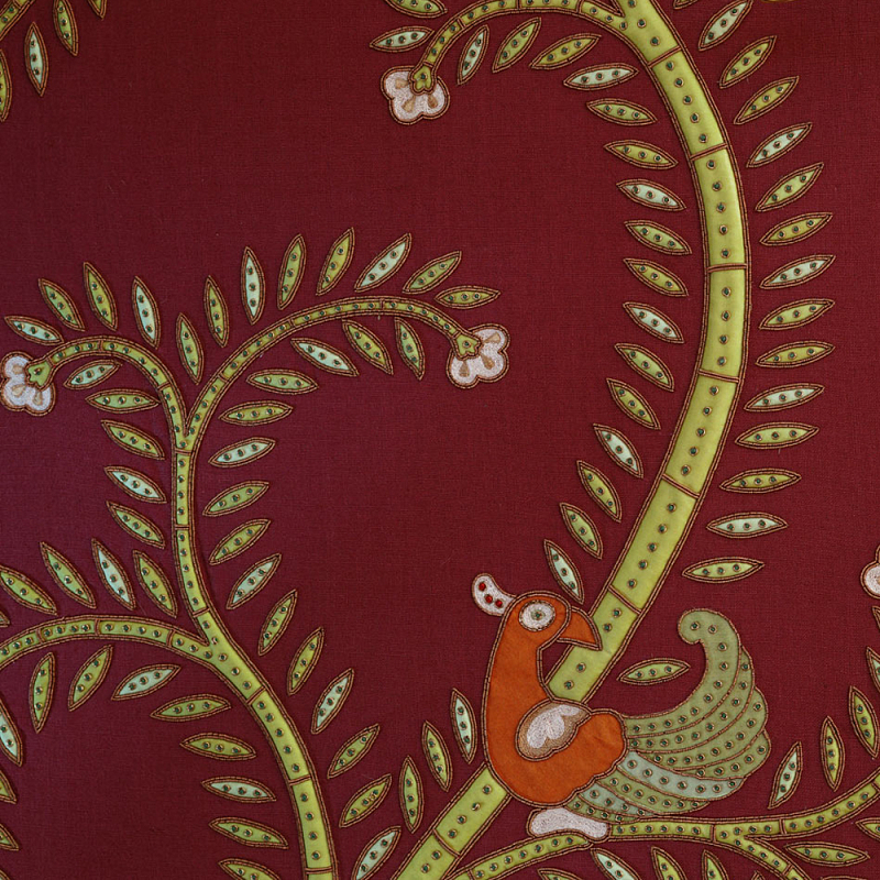 Обои с вышивкой ручной работы Fyodor Original colourway on Merlot linen  в Костроме | Loft Concept 