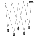 Подвесной светильник черными плафонами на длинных пересекающихся тросах Construction варинант исполнения - 2 | Loft Concept в Костроме