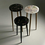 Круглый журнальный столик со столешницей из эпоксидной смолы Epoxy Resin Flowers Coffee Table варинант исполнения - 4 | Loft Concept в Костроме