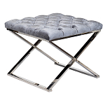 Пуф велюровый серый с каретной стяжкой Perennially варинант исполнения - 1 | Loft Concept в Костроме