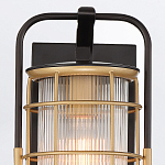 Настенный фонарь цилиндрической формы с рифленым стеклом в золотом каркасе на черном прямоугольном основании Eurofase варинант исполнения - 13 | Loft Concept в Костроме