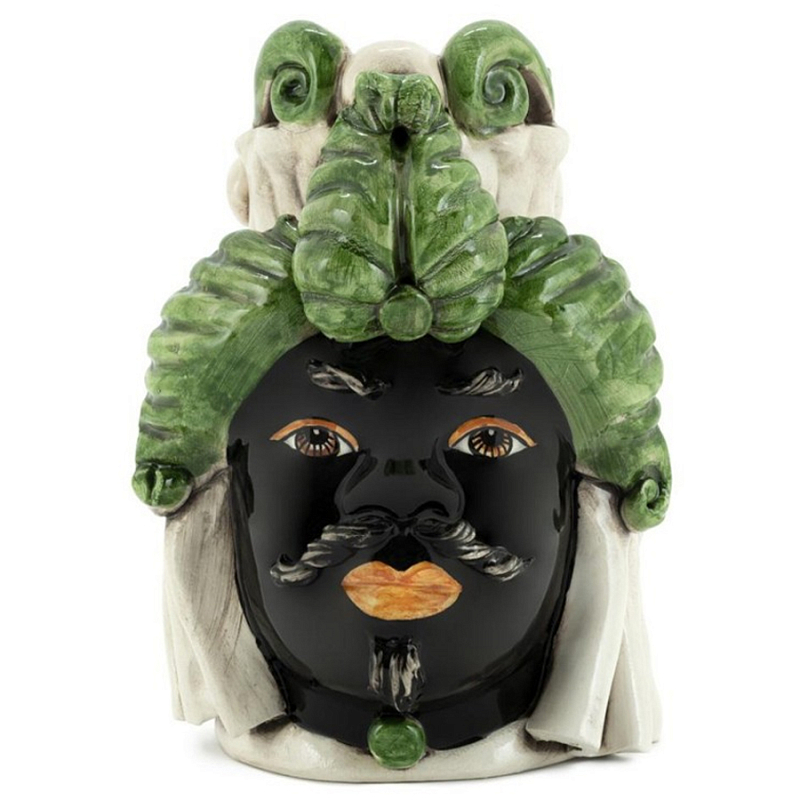 Ваза Vase Moro Man Small Dark Green Черный Зеленый Бежевый Ваза Vase Moro Man Small Dark Green Черный Зеленый Бежевый в Костроме | Loft Concept