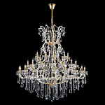 Люстра многоярусная с 53-мя лампочками и прозрачными хрустальными подвесками на основании золотого цвета Crystal lamps варинант исполнения - 2 | Loft Concept в Костроме