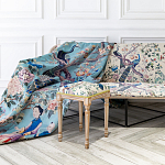 Трехместный диван на металлическом каркасе с цветочным принтом в стиле шинуазри Chinoiserie Birds on a Tree Sofa варинант исполнения - 4 | Loft Concept в Костроме