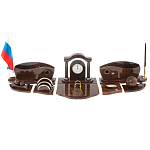 Настольный письменный набор с часами из природного камня обсидиана Competent Leader варинант исполнения - 1 | Loft Concept в Костроме