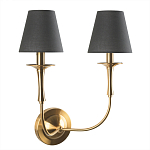 Бра с металлическим основанием бронзового цвета и 2-мя черными конусовидными абажурами Dignity варинант исполнения - 1 | Loft Concept в Костроме