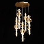 Люстра с плафонами из прозрачного и янтарного стекла в виде шаров и ромбов Gabriel Scott Luna варинант исполнения - 3 | Loft Concept в Костроме