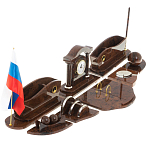 Настольный письменный набор с часами из природного камня обсидиана Competent Leader варинант исполнения - 2 | Loft Concept в Костроме