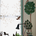 Обои с вышивкой ручной работы Mughal Trees Original colourway on linen варинант исполнения - 3 | Loft Concept в Костроме