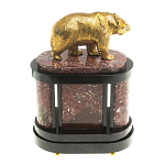 Часы настольные бронзовые с декором в виде медведя Bear Stone Clock варинант исполнения - 7 | Loft Concept в Костроме