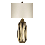 Настольная лампа с рифленым керамическим основанием в бронзовом цвете и жемчужным шёлковым абажуром Elstead Lighting варинант исполнения - 1 | Loft Concept в Костроме