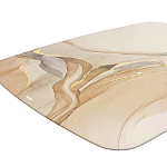 Обеденный стол с прямоугольной бежевой столешницей из стекла на 4-х деревянных ножках Beige Marble варинант исполнения - 4 | Loft Concept в Костроме