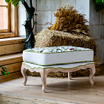 Банкетка золотистая из натурального бука с изображением птиц и цветов Blooming Birds варинант исполнения - 2 | Loft Concept в Костроме