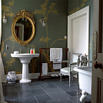 Обои ручная роспись Bamboo Golden on Blue grey dyed silk варинант исполнения - 1 | Loft Concept в Костроме